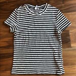 Black and white striped fitted tee